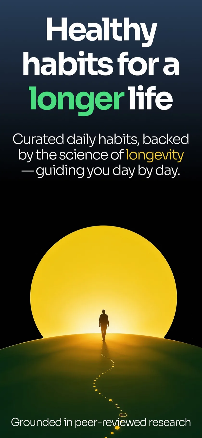 Zuva longevity app illustration of a path toward a sun