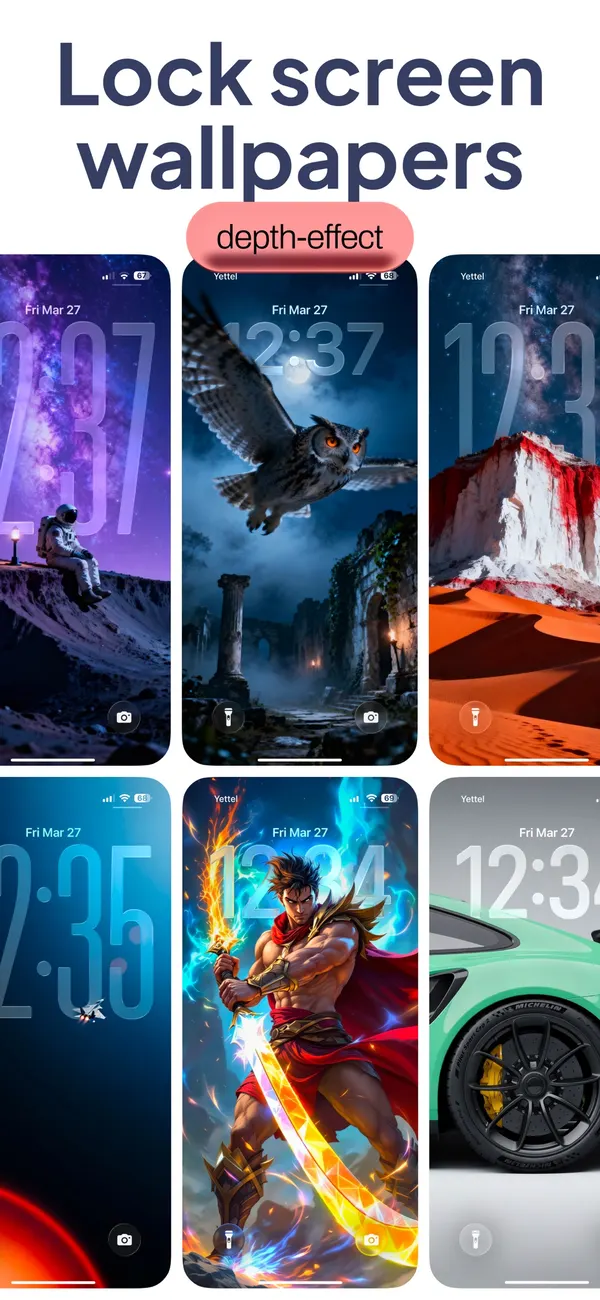 One4Wall depth-effect lock screen wallpapers on iPhone